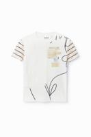 Gebreid T-shirt met texturen - WHITE - XS