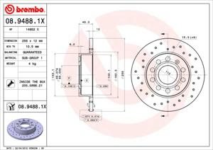 Remmenset, remschijf BREMBO, Remschijftype: Geperforeerd, Inbouwplaats: Achteras: , u.a. für VW, Skoda, Audi, Seat