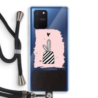 Zwart-wit cactus: Samsung Galaxy Note 10 Lite Transparant Hoesje met koord