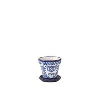 J-Line Flowerpot+Plate Granada Handmade+Painted Ceramic Cobalto Blu