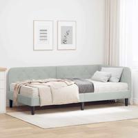 Hoekbedframe met matras Lichtgrijs 90 x 190 cm Fluweel