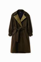 Oversized trenchcoat met riem - GREEN - S