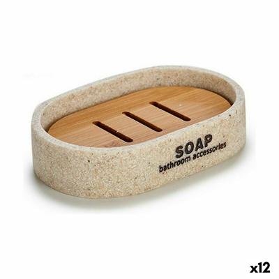 Zeepschaal Beige Hars 8 x 2,5 x 12,5 cm (12 Stuks)