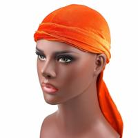 Fluweel tulband cap lange staart piraat Hat chemotherapie Cap (oranje)