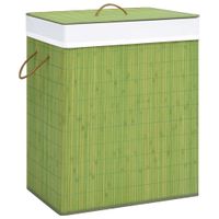 VidaXL Wasmand met 2 vakken 100 L bamboe groen - thumbnail