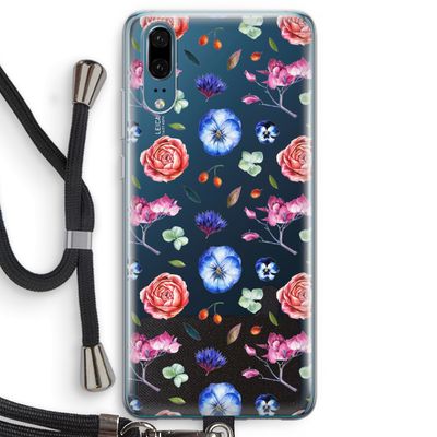 Bloemetjes: Huawei P20 Transparant Hoesje met koord