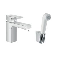 Wastafelmengkraan HansGrohe Vernis Shape Eengreeps 100 Zinc Met Handdouche en Doucheslang 160 cm Chroom