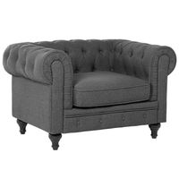 Beliani CHESTERFIELD - Fauteuil-Grijs-Polyester