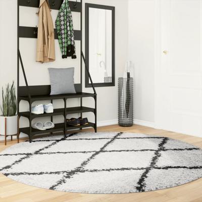 VidaXL Vloerkleed pamplona shaggy hoogpolig ø 200 cm crème en zwart