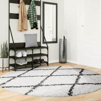VidaXL Vloerkleed pamplona shaggy hoogpolig ø 200 cm crème en zwart