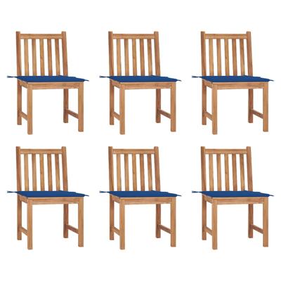 Tuinstoelen 6 st met kussens massief teakhout