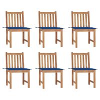 Tuinstoelen 6 st met kussens massief teakhout