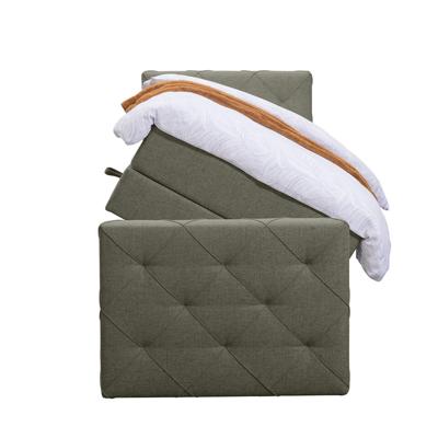 Leen Bakker - Boxspring Met Opbergruimte En Voetbord Liv Geruit - 90x200cm - Stof - Groen