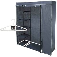 Mobiele kledingkast incl 10x kledinghangers - opvouwbaar - grijs - 167 x 141 cm cm