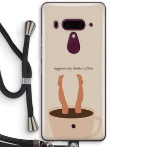 Aggressively drinks coffee: HTC U12+ Transparant Hoesje met koord
