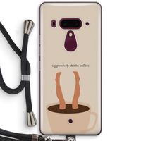 Aggressively drinks coffee: HTC U12+ Transparant Hoesje met koord