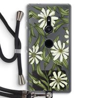 Wit bloemenpatroon: Sony Xperia XZ2 Transparant Hoesje met koord