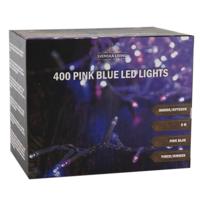 Feestverlichting lichtsnoer - 400 led lampjes - roze/blauw - 800 cm - met timer