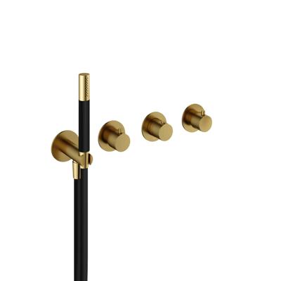 Hotbath Cobber afbouwdeel inbouw badendouche thermostaat met 2 stopkranen zonder uitloop geborsteld messing (goud) PVD CB7071EXTBBP