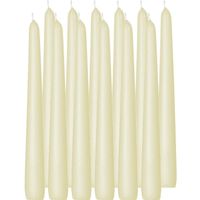 12x Lange kaarsen ivoorwit 25 cm 8 branduren dinerkaarsen/tafelkaarsen   -