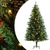 Kerstboom met LED en dennenappels 195 cm PVC en PE groen - thumbnail