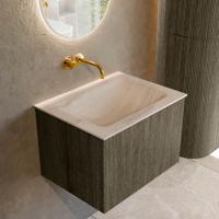 Badmeubel Mondiaz Kurve-Dlux | 60 cm | Meubelkleur Shadow | Wastafelkleur Meli | Solid surface | Wasbak midden spoelbak | Zonder kraangat(en)