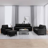 4-delige Loungeset met kussens fluweel zwart