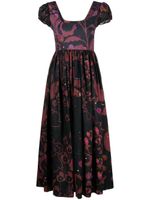 Cynthia Rowley robe mi-longue fleurie à taille empire - Noir