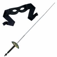 Zorro verkleed set zwart masker met Sabel 60 cm - thumbnail