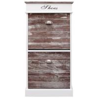 The Living Store Schoenenkast Paulowniahout - 50 x 28 x 98 cm - Bruin/Wit