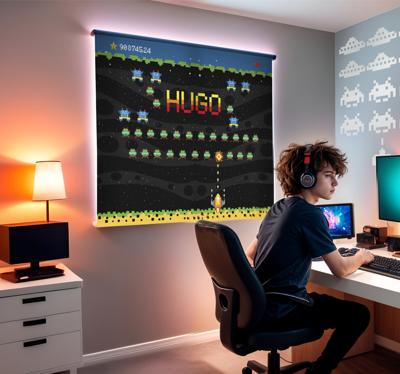 8 bits arcadescherm nerd rolgordijn