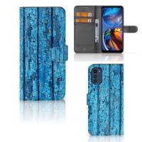 Motorola Moto E32 | Moto E32s | Book Style Case | Wood Blue