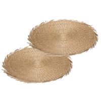 Set van 8x stuks ronde placemats raffia naturel 38 cm