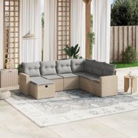 7-delige Loungeset met kussens poly rattan gemengd beige