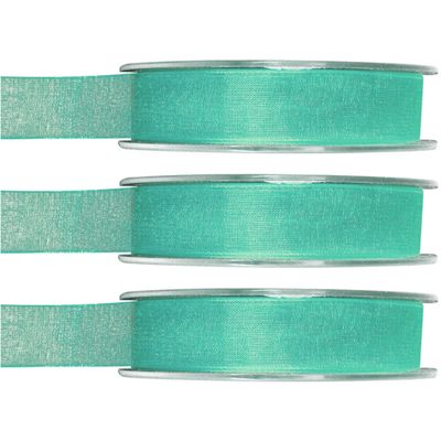 3x Hobby/decoratie mintgroene organza sierlinten 1,5 cm/15 mm x 20 meter