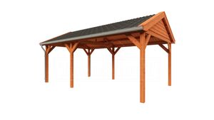 Tijdelijk 15% korting | Trendhout Overkapping Zadeldak Betula 630x415 cm- Zadeldak- Onbehandeld lariks Douglas hout- Trendhout