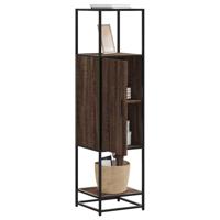 Hoge kast 35,5x35x139 cm bewerkt hout en metaal bruin eiken