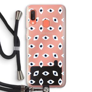 Eyes pattern: Samsung Galaxy A20e Transparant Hoesje met koord