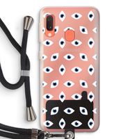 Eyes pattern: Samsung Galaxy A20e Transparant Hoesje met koord