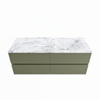 MONDIAZ VICA-DLUX 130cm badmeubel onderkast Army 4 lades. Inbouw wastafel CLOUD rechts 1 kraangat, kleur Glace.