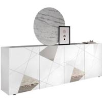 VICTORY dressoir - Glanzend gelakt wit decor - 4 deuren - L 241 x D 42 x H 84 cm - thumbnail