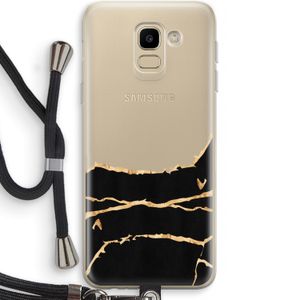 Gouden marmer: Samsung Galaxy J6 (2018) Transparant Hoesje met koord