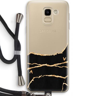 Gouden marmer: Samsung Galaxy J6 (2018) Transparant Hoesje met koord