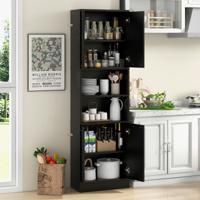 190 cm Keukenkast Hoge Kast met Deuren Planken Veiligheidsscharnieren en Kantelbeveiliging Dressoir Multifunctionele Kast
