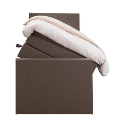Leen Bakker - Boxspring Met Opbergruimte En Voetbord Liv Egaal - Donker - 90x200cm - Stof - Bruin