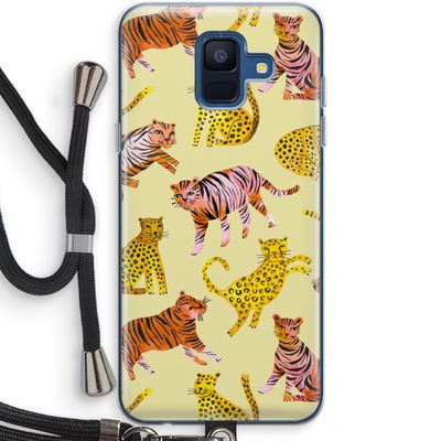 Cute Tigers and Leopards: Samsung Galaxy A6 (2018) Transparant Hoesje met koord