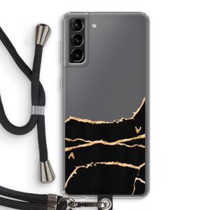 Gouden marmer: Samsung Galaxy S21 Plus Transparant Hoesje met koord