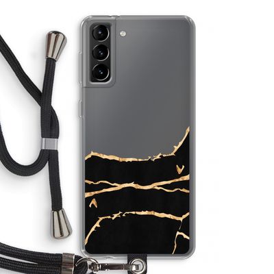 Gouden marmer: Samsung Galaxy S21 Plus Transparant Hoesje met koord