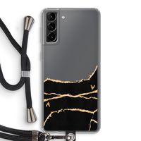 Gouden marmer: Samsung Galaxy S21 Plus Transparant Hoesje met koord