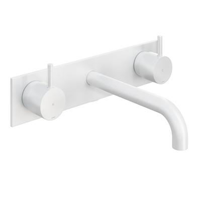 Hotbath Cobber afbouwdeel wastafelmengkraan met achterplaat en 18 cm uitloop mat wit CB006TEXT18WH